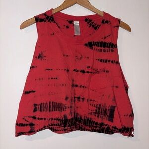 Zella Red and Black Tie-Dye Sleeveless Top